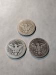 Set of 3 Barber Silver Quarters: 1908-O, 1914 P, 1916 P
