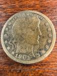 1901-O Barber Quarter 25C 90% Silver Coin