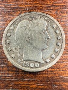 1900-S Barber Quarter 25C 90% Silver Coin