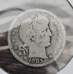 1905O Silver Barber Quarter Key Date Rare Find