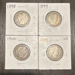 Barber Quarter Lot 1898-1901 Silver US Coins