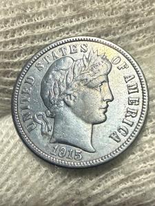 1915 Silver Barber Dime - Choice AU Quality