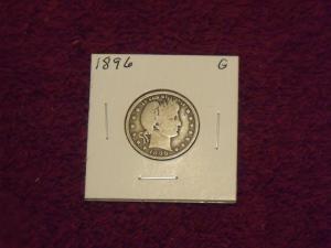 1896 Silver Barber Quarter - Circulated