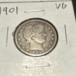 Barber Quarter Lot 1898-1901 Silver US Coins