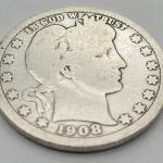 1908-O Barber Quarter 90% Silver Coin