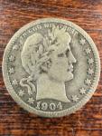 1905-P Barber Quarter 25C Silver Coin