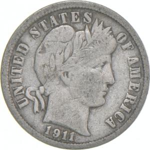 1911-S Barber Dime 90% Silver Coin