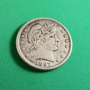1897 US Barber Quarter Coin - XF Quality