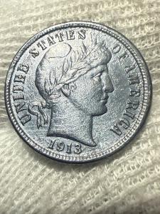 1915 USA Silver Barber Dime - Choice AU