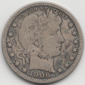 1906 Barber Quarter - Vintage Collectible Coin
