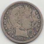 1906 Barber Quarter - Vintage Collectible Coin
