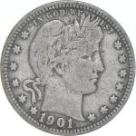 1901 Barber Quarter Coin - Average Circulation