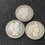 Barber Silver Quarter Lot: 1896, 1907, 1911
