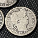 Barber Silver Quarter Lot: 1896, 1907, 1911