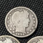 Barber Silver Quarter Lot: 1896, 1907, 1911