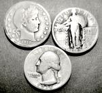 Barber, Standing Liberty & Washington Quarters Set