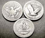 Barber, Standing Liberty & Washington Quarters Set