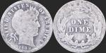 Set of 4 Barber Silver Dimes 1901-1913