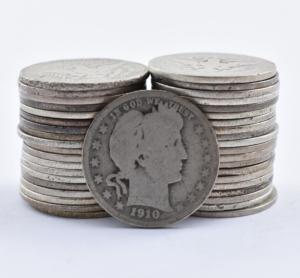 1892-1916 $10 Face 90% Silver Barber Quarters