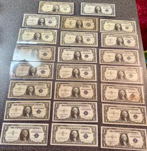 23-Piece U.S. Blue Seal Dollar Note Lot