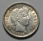 1898 Barber Dime Silver Coin with Mint Luster