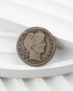 1913 Barber Quarter 90% Silver Coin - 1061B