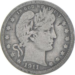1911 Barber Quarter Average Condition Coin