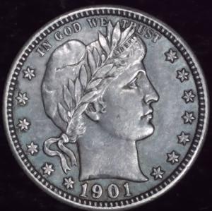 1901 Barber Quarter with Unique Planchet Flaw