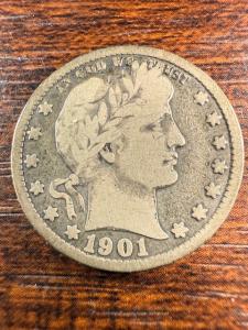 1901-P Barber Quarter 25C - 90% Silver