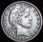 1901 Barber Quarter with Unique Planchet Flaw