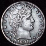 1901 Barber Quarter with Unique Planchet Flaw