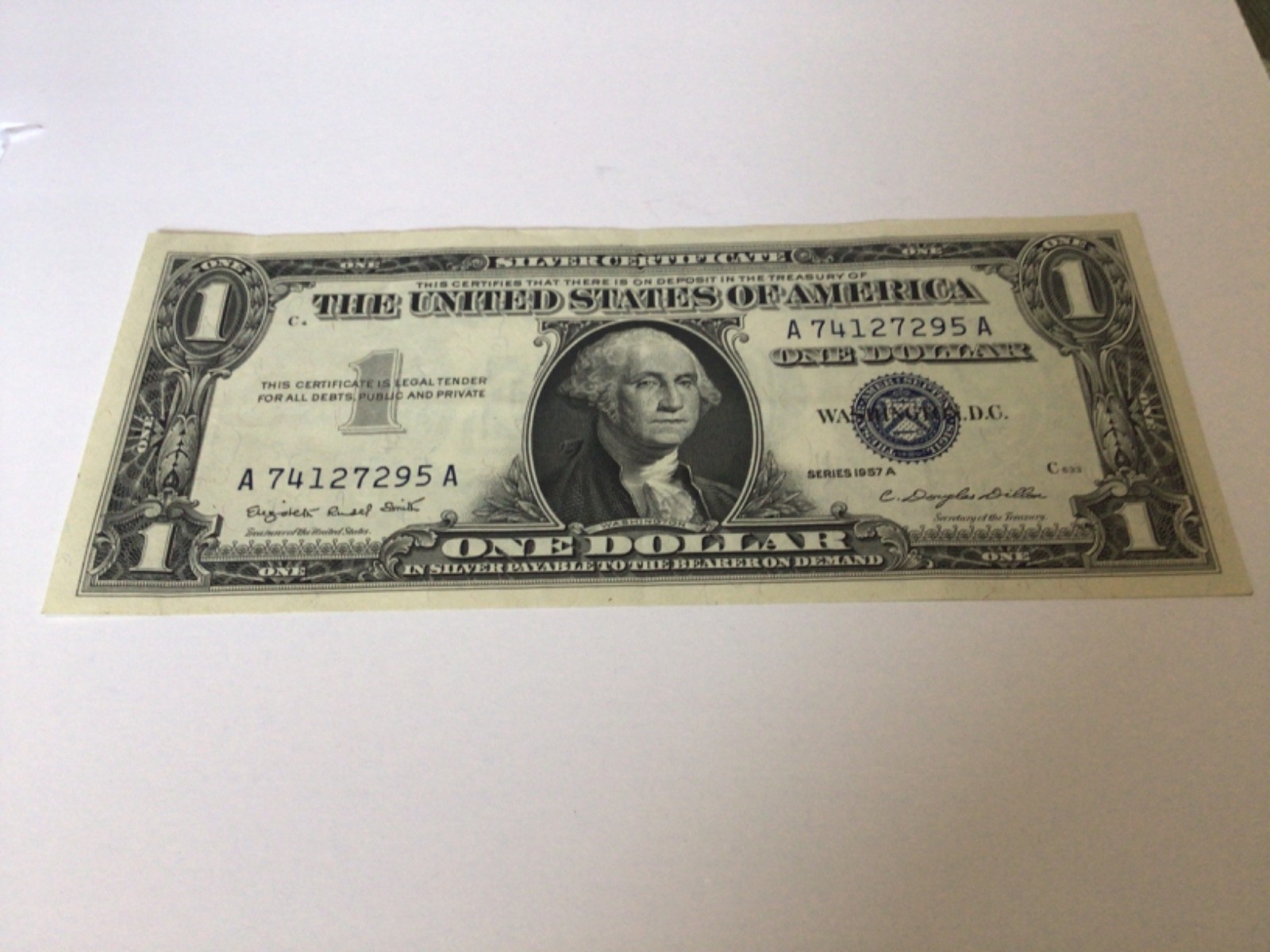 1957 $1 Silver Certificate Blue Seal Currency Bill