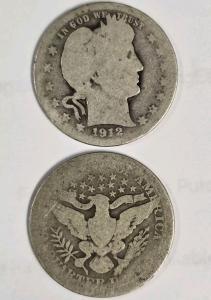 Barber Quarters Pair 1892-1916 Silver 25c Coins