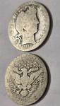 Barber Quarters Pair 1892-1916 Silver 25c Coins