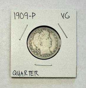 1909-P Barber Quarter Silver - Collectible Treasure