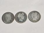 Lot of 3 Barber Quarters: 1905 S, 1908 D, 1908 P
