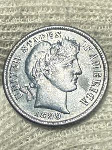 1899 Barber Dime - Lustrous White Gem