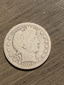 1905 Philadelphia Mint Silver Barber Quarter 90%