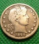 1898 Barber Liberty Quarter Coin - High Grade