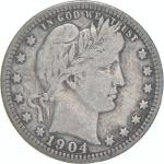 1904 Barber Quarter Coin - Average Condition