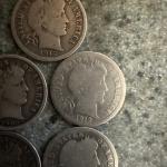 5 Barber Dimes - 90% Silver Collection