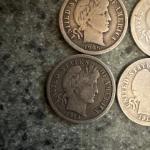 5 Barber Dimes - 90% Silver Collection