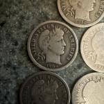 5 Barber Dimes - 90% Silver Collection