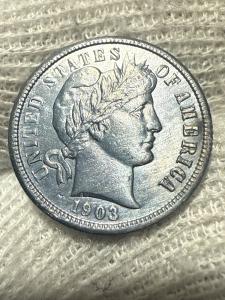 1903 P Barber Silver Dime - High Grade