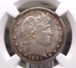 1901 "P" Barber Silver Quarter NGC MS63