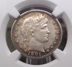1901 "P" Barber Silver Quarter NGC MS63