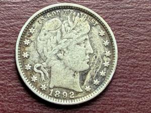 1892 High-Grade US Barber Quarter 25C