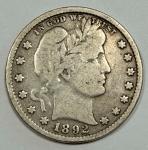 1892-P Barber Silver Quarter - First Year Edition