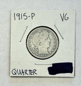 1915-P Barber Silver Quarter - Great Collectible