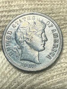 1902 S Barber Dime - High Grade Choice AU++